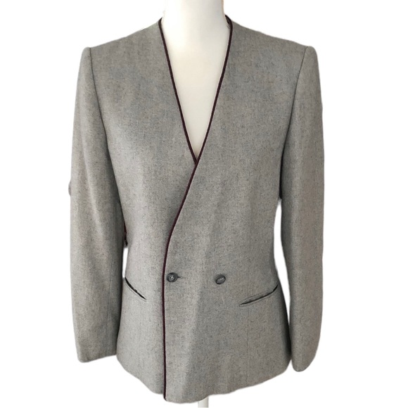 Diane Von Furstenberg Jackets & Blazers - Diane Von Furstenberg Vintage Gray Wool Blend Blazer Size 10